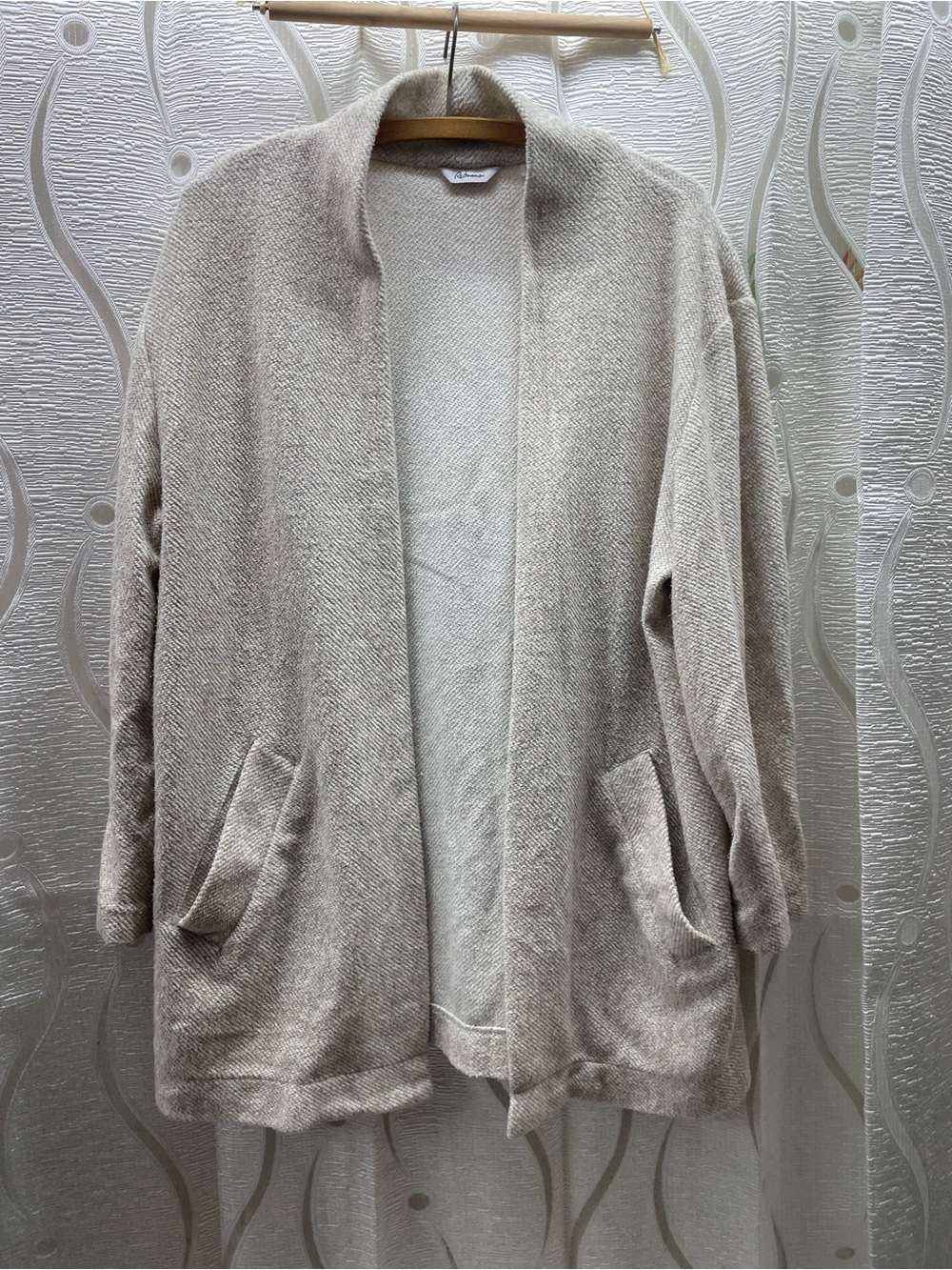 Reitmans Cardigan Small Oatmeal‎ Beige Excellent Textured Open Front Pocket